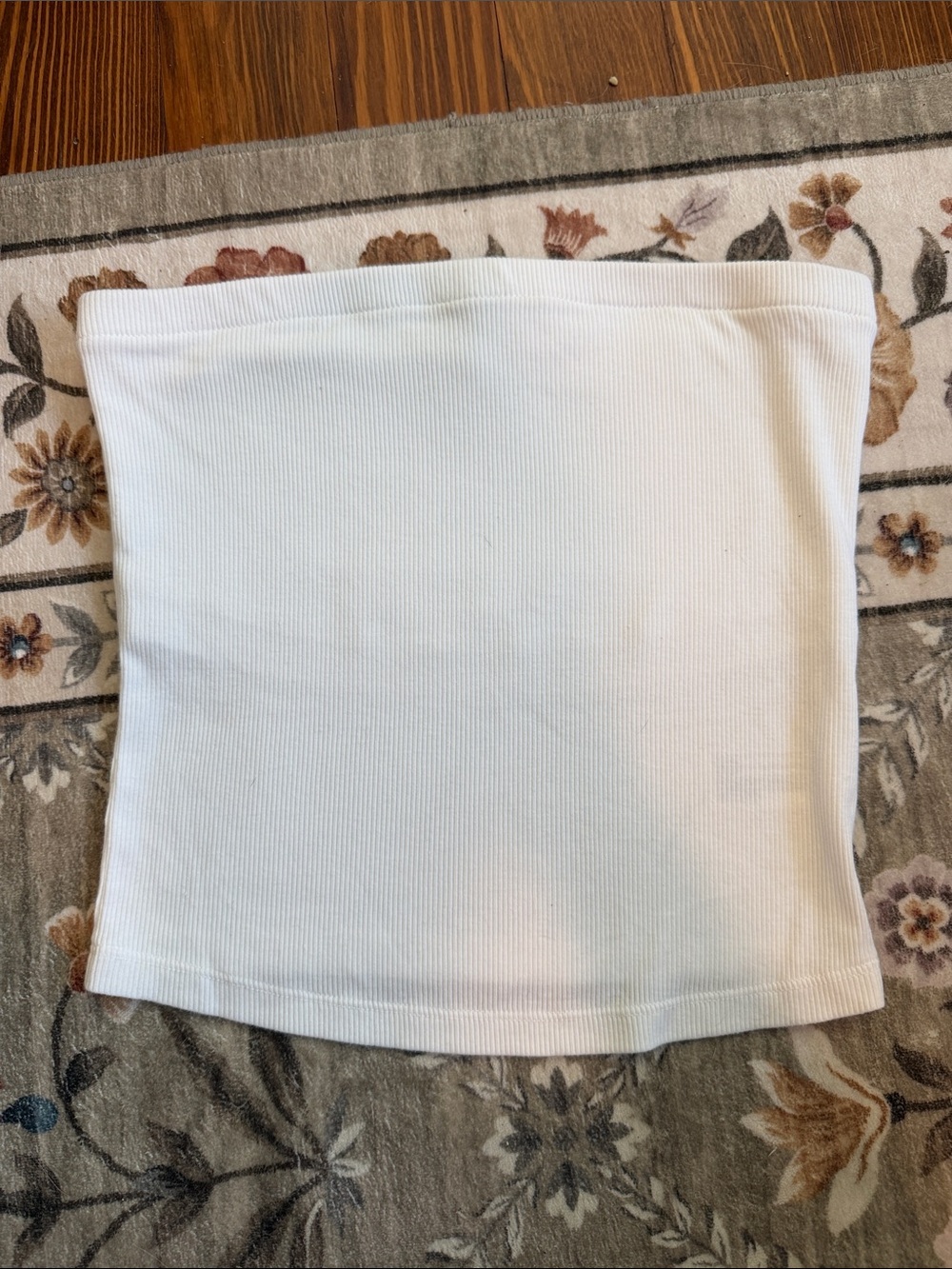 a new day White Ribbed Strapless Crop Top